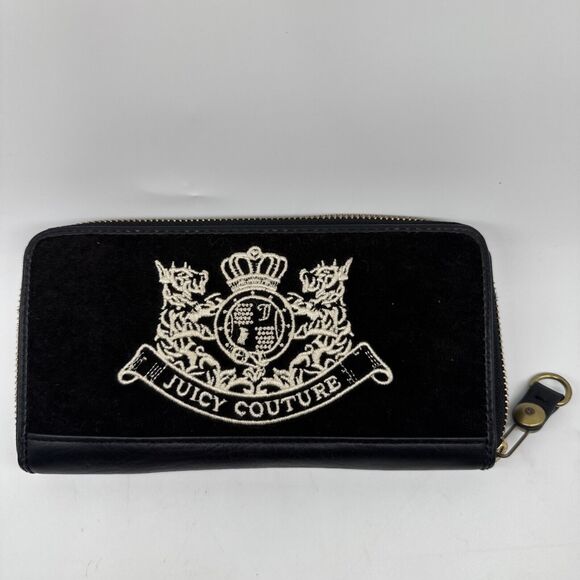 RARE NEW Y2K Original Juicy Couture Black Velour Scottie Dog Long Wallet 8" NWOT - Picture 12 of 12